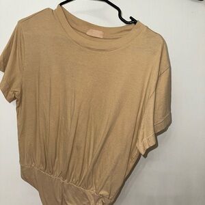 Nuuds Tan Fitted Bodysuit Top